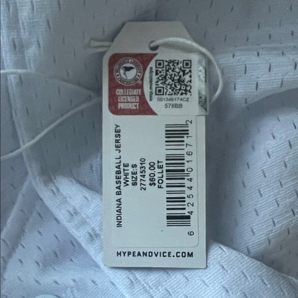 Indiana Hoosiers Hype and Vice Women’s Small Baseball Jersey – White – NWT - Picture 6 of 6